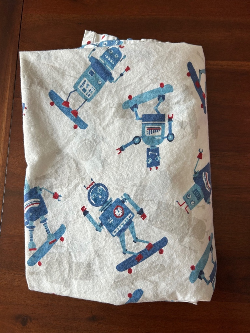 Pottery Barn Kids Skateboarding Robots Flat Sheet